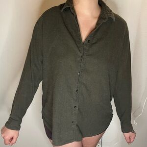 Uniqlo Women’s XL Forest Green Button-Up Shirt